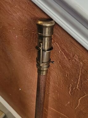 Source Unknown Brass-Tone Telescope Handle Walking Stick with Dark Wood Shaft